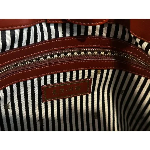 LAMB Center Patent Leather Stripes Canvas Large Shoulder Bag by Gwen Stefani ☔️ - Picture 3 of 6